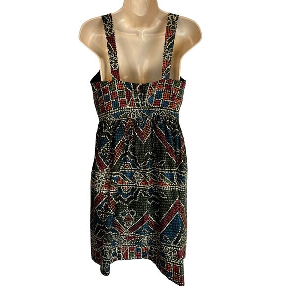 Anna Sui Anthropologie Dress 6 Fit & Flare Beaded Tank knee Length Tea Brunch - Picture 8 of 15